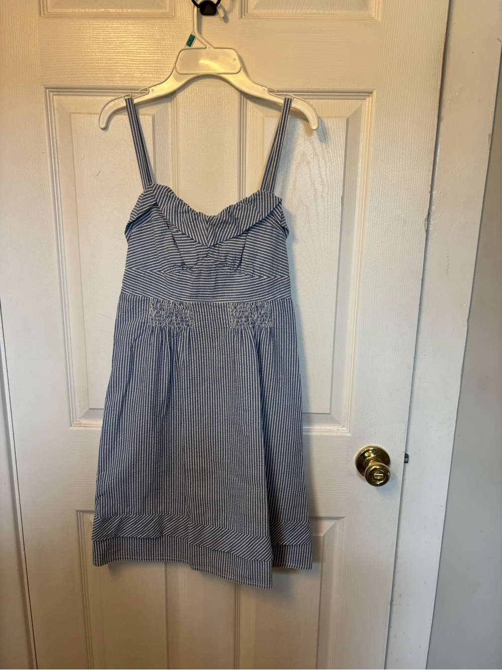American Eagle Outfitters Light Blue & White Striped Tie-Shoulder Dress